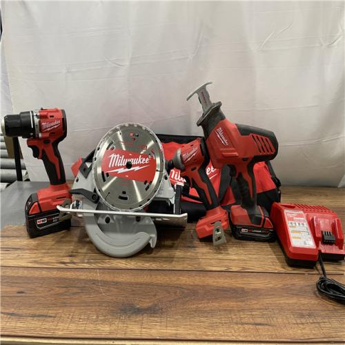 AS-IS MILWAUKEE  M18 18-Volt Lithium-Ion Brushless Cordless Combo Kit (4-Tool)