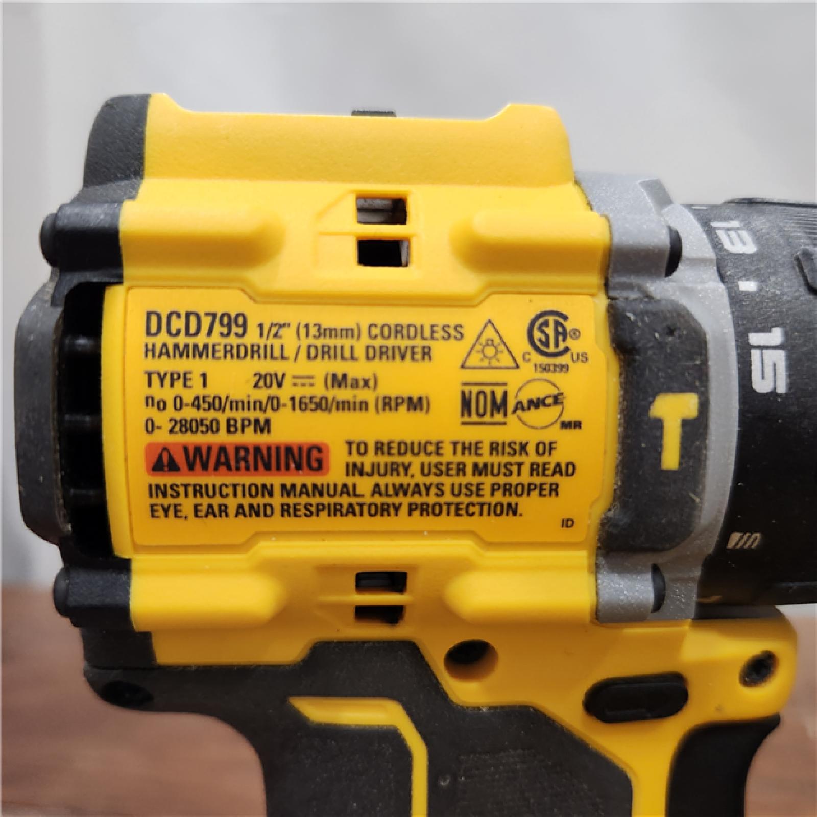 AS-IS DEWALT ATOMIC 20-Volt Lithium-Ion Cordless 1/2 in. Compact Hammer Drill with 3.0Ah Battery, Charger and Bag