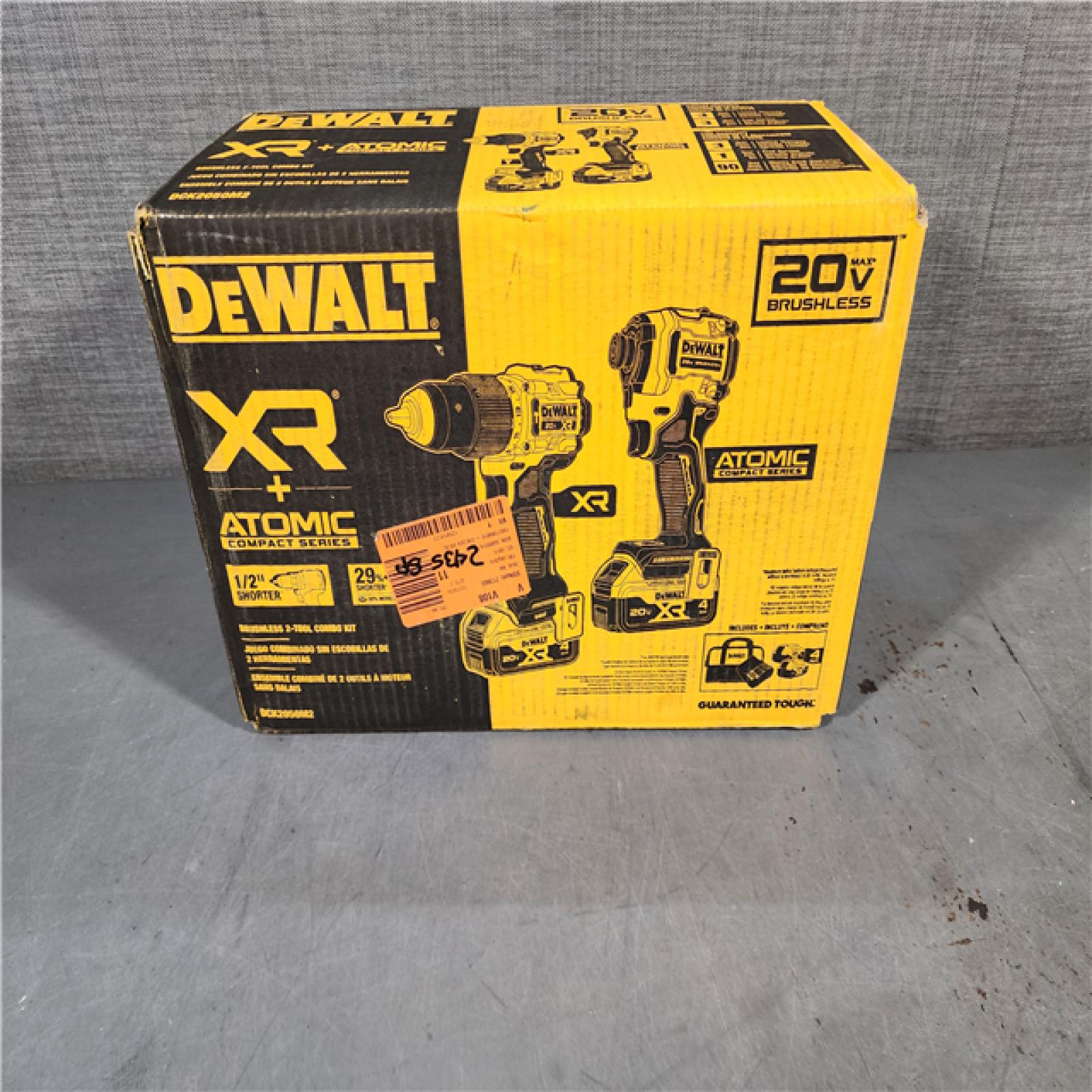 HOUSTON LOCATION - AS-IS DEWALT 20V MAX XR Hammer Drill and ATOMIC Impact Driver 2 Tool Cordless Combo Kit with (2) 4.0Ah Batteries, Charger, and Bag