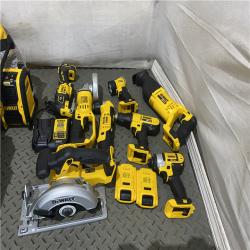 Houston location AS-IS DEWALT 20V MAX Cordless 9 Tool Combo Kit with (2) 20V 2.0Ah Batteries and Charger