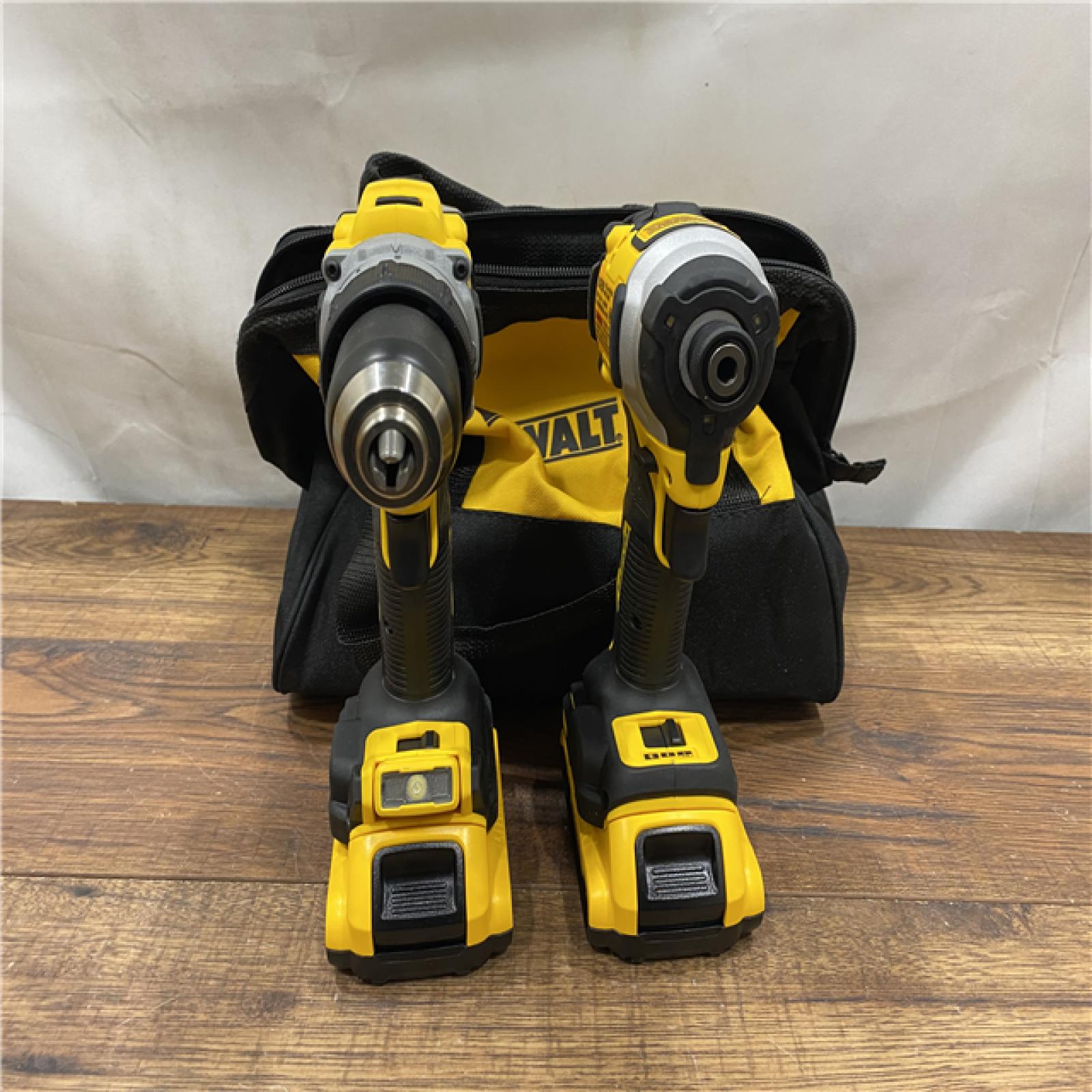 AS IS DEWALT 20V MAX XR Cordless Drill/Driver, ATOMIC Impact Driver 2 Tool Combo Kit, (2) 2.0Ah Batteries, Charger, and Bag