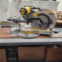 AS-IS DEWALT 15 Amp Corded 12 in. Double Bevel Sliding Compound Miter Saw with XPS Technology, Blade Wrench and Material Clamp