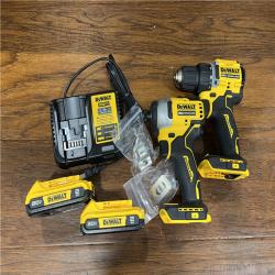 AS-IS DEWALT  ATOMIC 20-Volt MAX Lithium-Ion Cordless Combo Kit (2-Tool) with (2) 2.0Ah Batteries, Charger and Bag