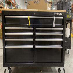 DALLAS LOCATION - Husky Tool Storage 46 in. W x 51 in. D Standard Duty Black Mobile Workbench Cabinet with Solid Top Full Length Extension Table