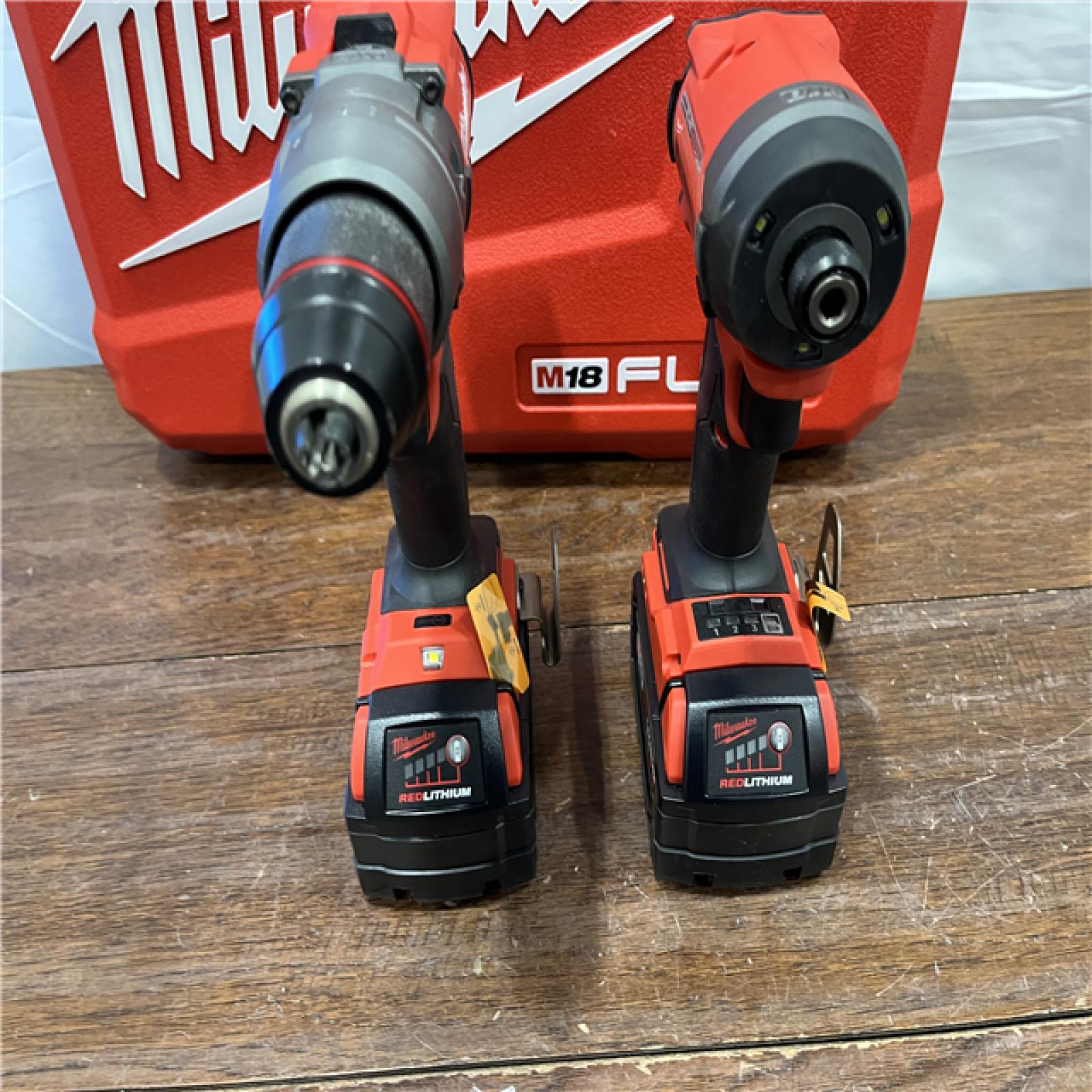 AS-ISMilwaukee M18 FUEL 18V Lithium-Ion Brushless Cordless Hammer Drill and Impact Driver Combo Kit (2-Tool) with 2 Batteries