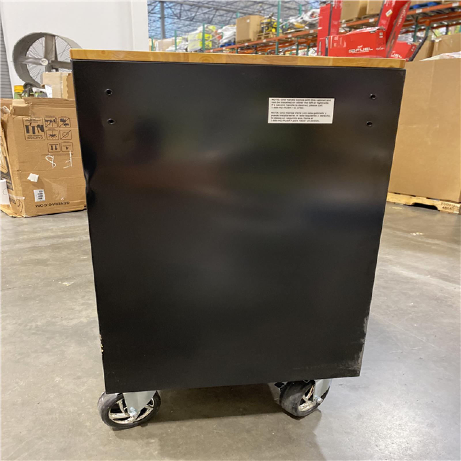 DALLAS LOCATION - Husky Standard Duty 72 in. W x 20 in. D 10-Drawer Black Mobile Workbench Cabinet with Solid Wood Top