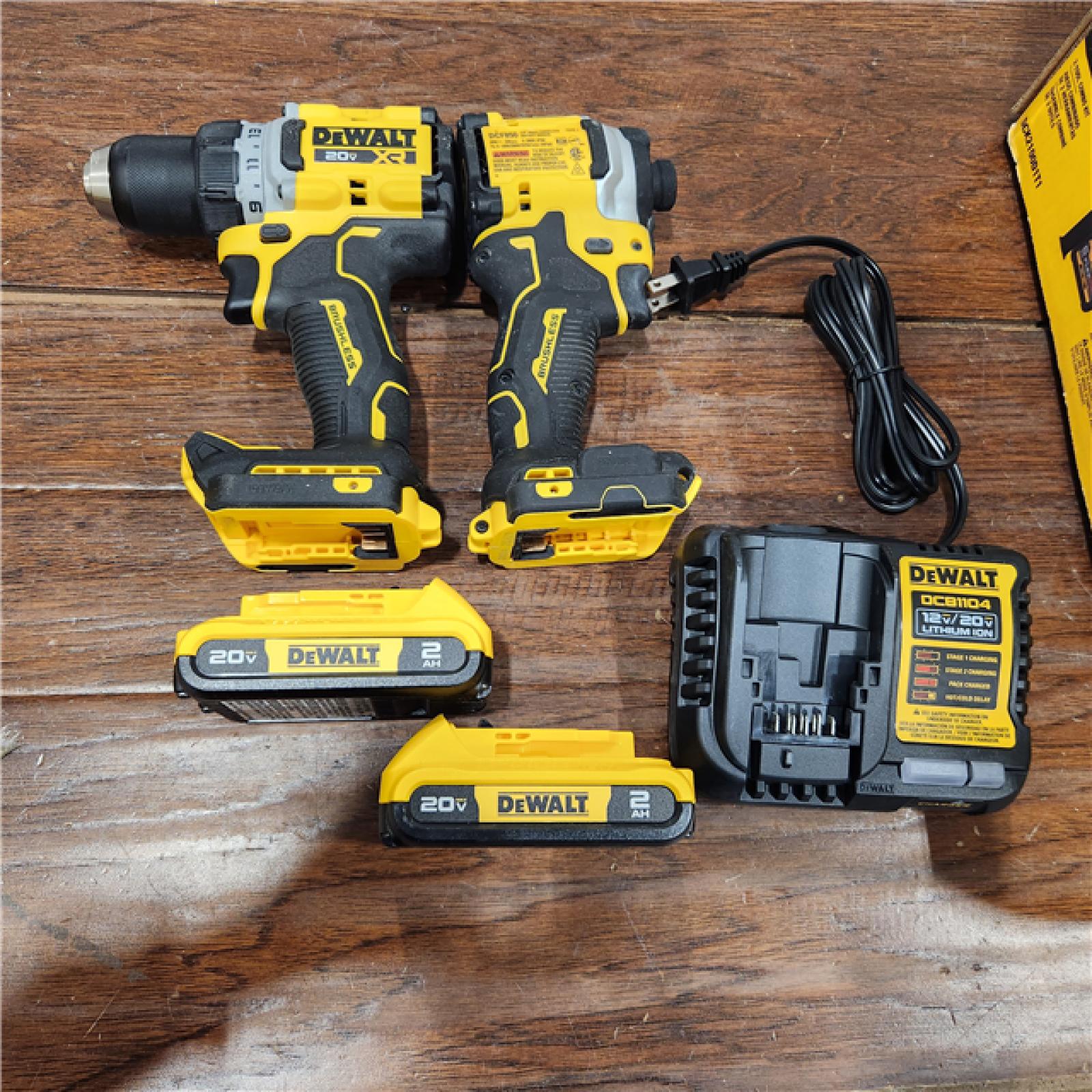 AS-IS 20V MAX XR Cordless Drill/Driver, ATOMIC Impact Driver 2 Tool Combo Kit, (2) 2.0Ah Batteries, Charger, and Bag