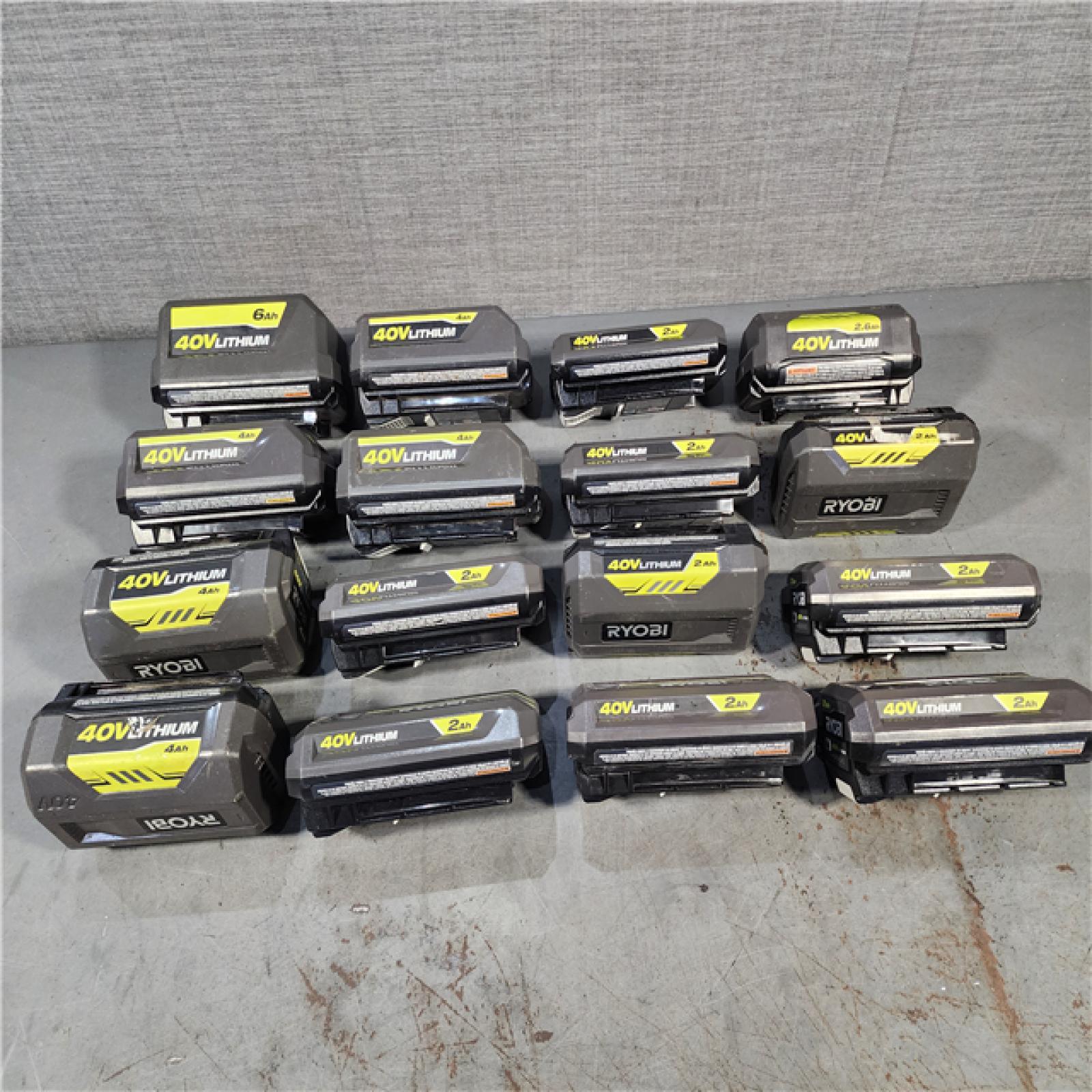 HOUSTON LOCATION - AS-IS RYOBI BATTERY PACK QTY - 16