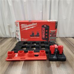 AS IS Milwaukee M12 12V Lithium-Ion XC Extended Capacity 4.0 Ah Battery 2-Pack W/PACKOUT Compact Wall Plate & M12 Battery Rack