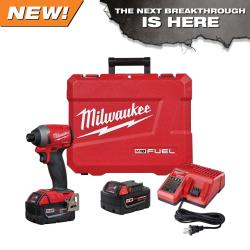 NEW Milwaukee M18 FUEL 18V Lithium-Ion Brushless Cordless 1/4 in. Hex Impact Driver Kit with Two 5.0Ah Batteries Charger Hard Case