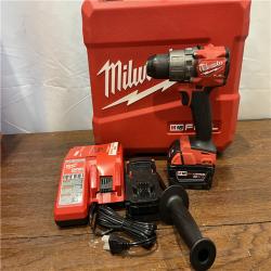 AS-ISMilwaukee 2904-22 Hammer Drill Driver Kit with Batteries  Charger & Tool Case  Red