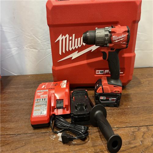 AS-ISMilwaukee 2904-22 Hammer Drill Driver Kit with Batteries  Charger & Tool Case  Red