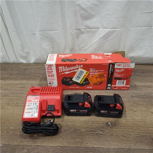 AS-IS Milwaukee M18 18-Volt Lithium-Ion XC Starter Kit with Two 5.0Ah Batteries / Charger (48-59-1852B)