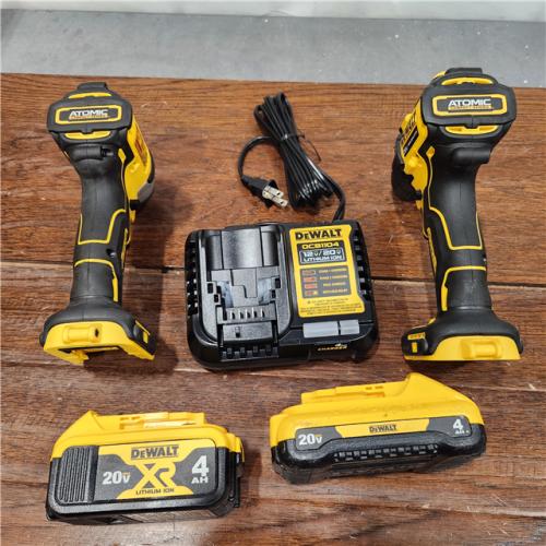 AS-IS 20V MAX XR Hammer Drill and ATOMIC Impact Driver 2 Tool Cordless Combo Kit with (2) 4.0Ah Batteries, Charger, and Bag