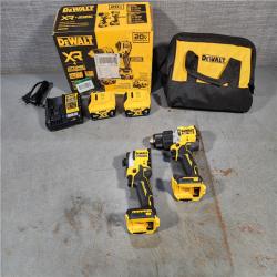 HOUSTON LOCATION - AS-IS DEWALT 20V MAX XR Hammer Drill and ATOMIC Impact Driver 2 Tool Cordless Combo Kit with (2) 4.0Ah Batteries, Charger, and Bag