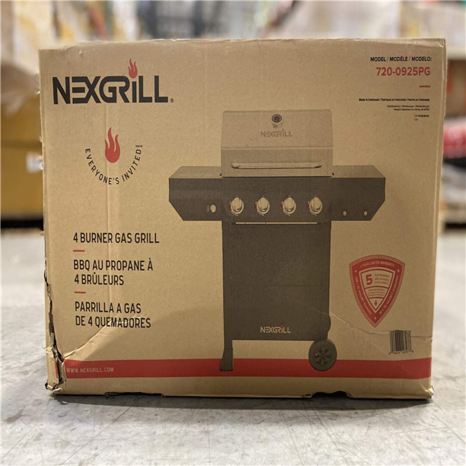 DALLAS LOCATION -Nexgrill 4-Burner Propane Gas Grill in Black with Stainless Steel Main Lid