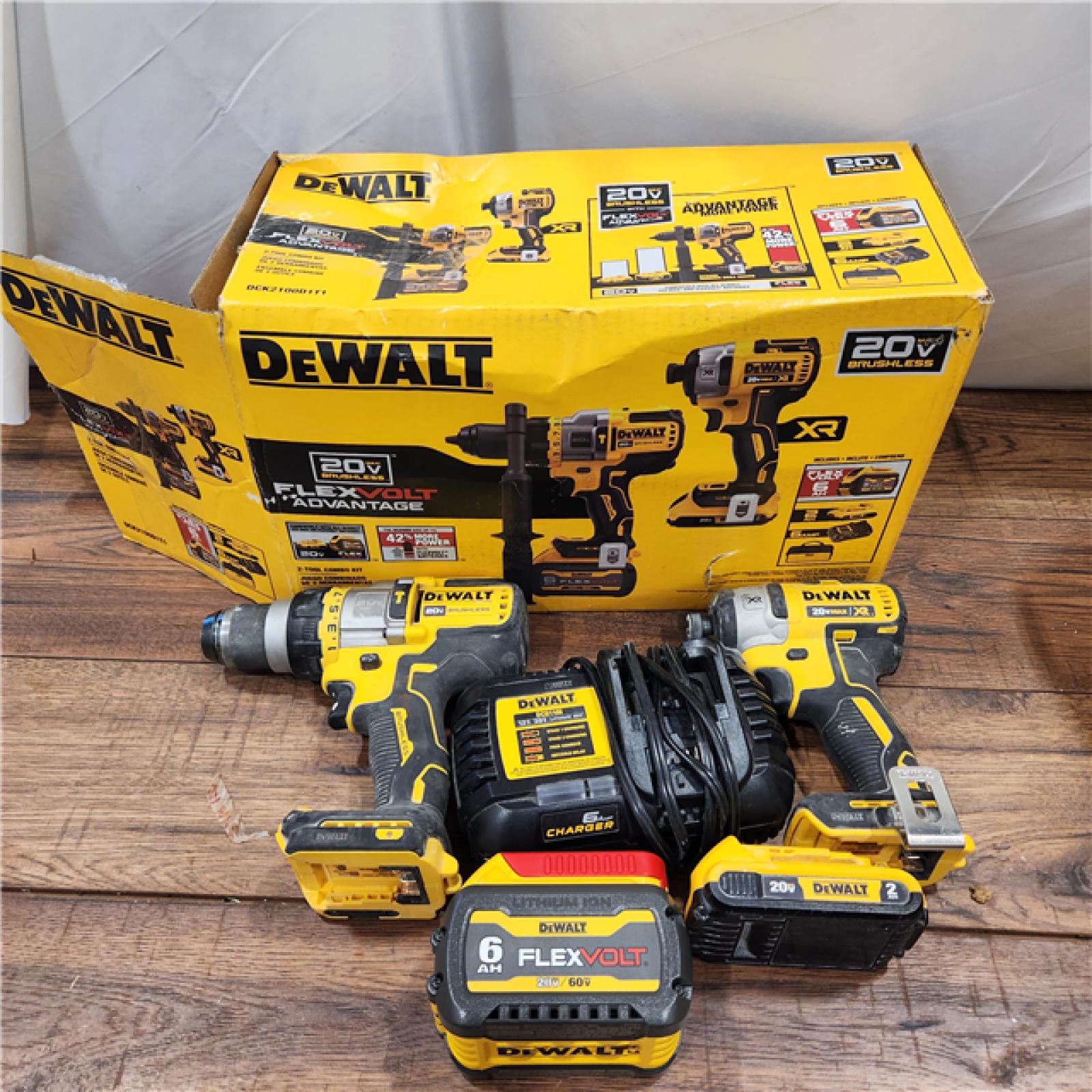 AS-IS 20V MAX Cordless Brushless Hammer Drill/Driver 2 Tool Combo Kit with FLEXVOLT ADVANTAGE