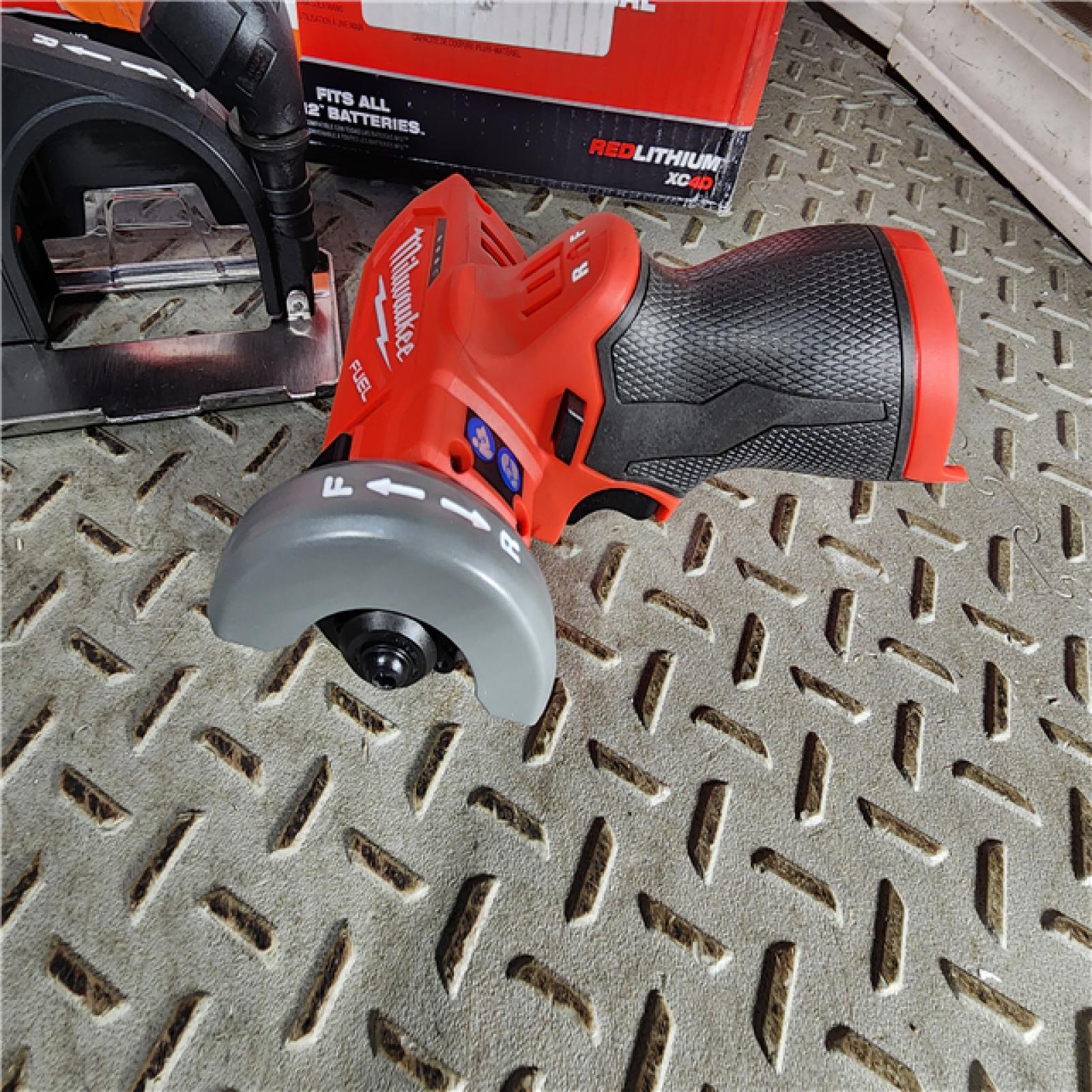 HOUSTON LOCATION - AS-IS (APPEARS LIKE NEW) M12 FUEL 12V 3 in. Lithium-Ion Brushless Cordless Cut Off Saw Kit with One 4.0 Ah Battery Charger and Bag