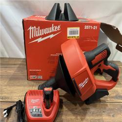 AS IS M12 12-V Lithium-Ion Cordless Drain Snake Auger W/ (1) 1.5Ah Battery, 5/16 in. X 25 Ft. Cable, Charger, & 5 Gal. Bucket