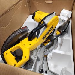 AS-IS DEWALT 15 Amp Corded 12 in. Double Bevel Sliding Compound Miter Saw, Blade Wrench and Material Clamp