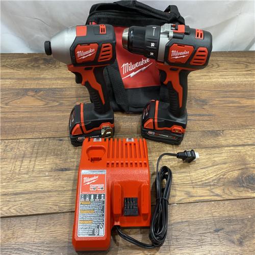 AS IS Milwaukee M18 18V Cordless Brushed 2 Tool Drill/Driver and Impact Driver Kit