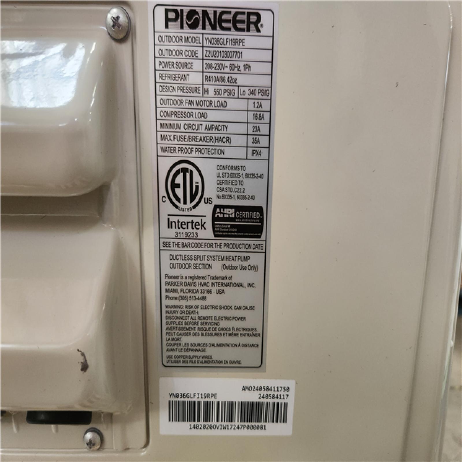 Phoenix Location Pioneer WYT Diamante Pro 36000 BTU 3-Ton Mini Split Condenser with Heat 230-Volt