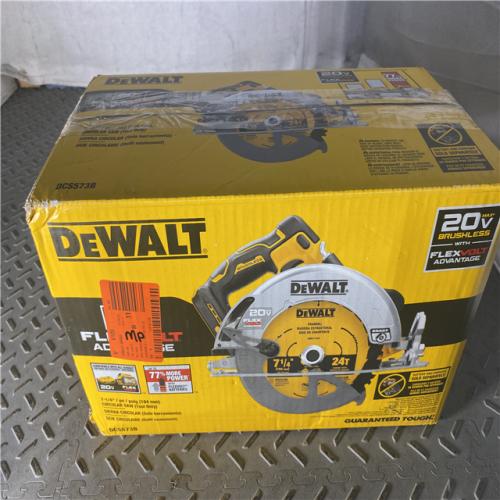 Houston location AS-IS DEWALT 20V MAX Cordless Brushless 7-1/4 in. Sidewinder Style Circular Saw with FLEXVOLT ADVANTAGE (Tool Only)