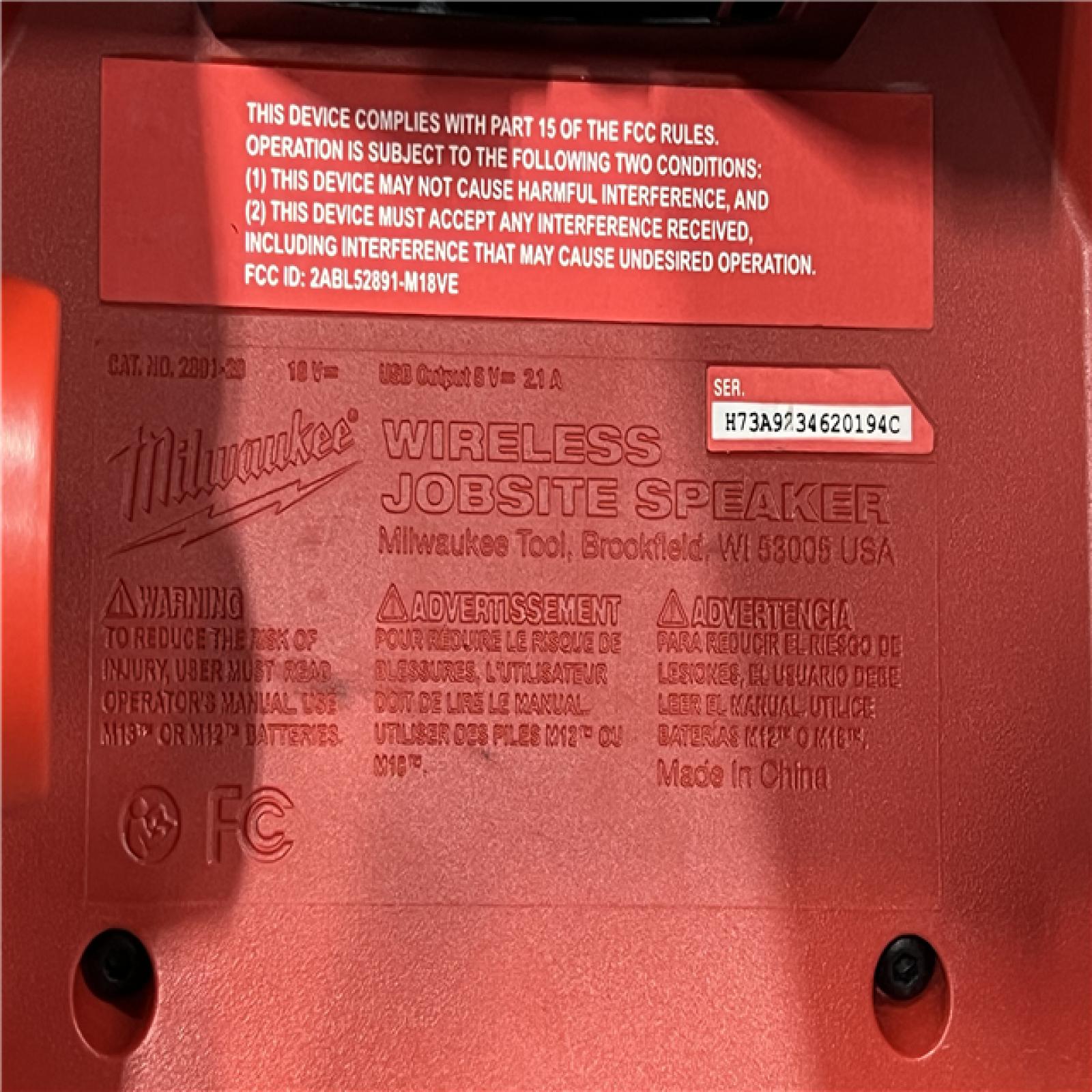 AS-IS Milwaukee M18/M12 Wireless Bluetooth Weather Resistant Jobsite Speaker (Tool Only)