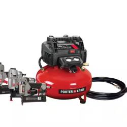 DALLAS LOCATION - Porter-Cable 6 Gal. Portable Electric Air Compressor with 16-Gauge, 18-Gauge and 23-Gauge Nailer 3 Tool Combo Kit PALLET - (4 UNITS)