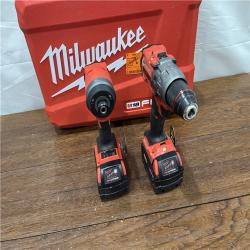 AS--IS Milwaukee M18 FUEL 18V Lithium-Ion Brushless Cordless Hammer Drill and Impact Driver Combo Kit (2-Tool) with 2 Batteries