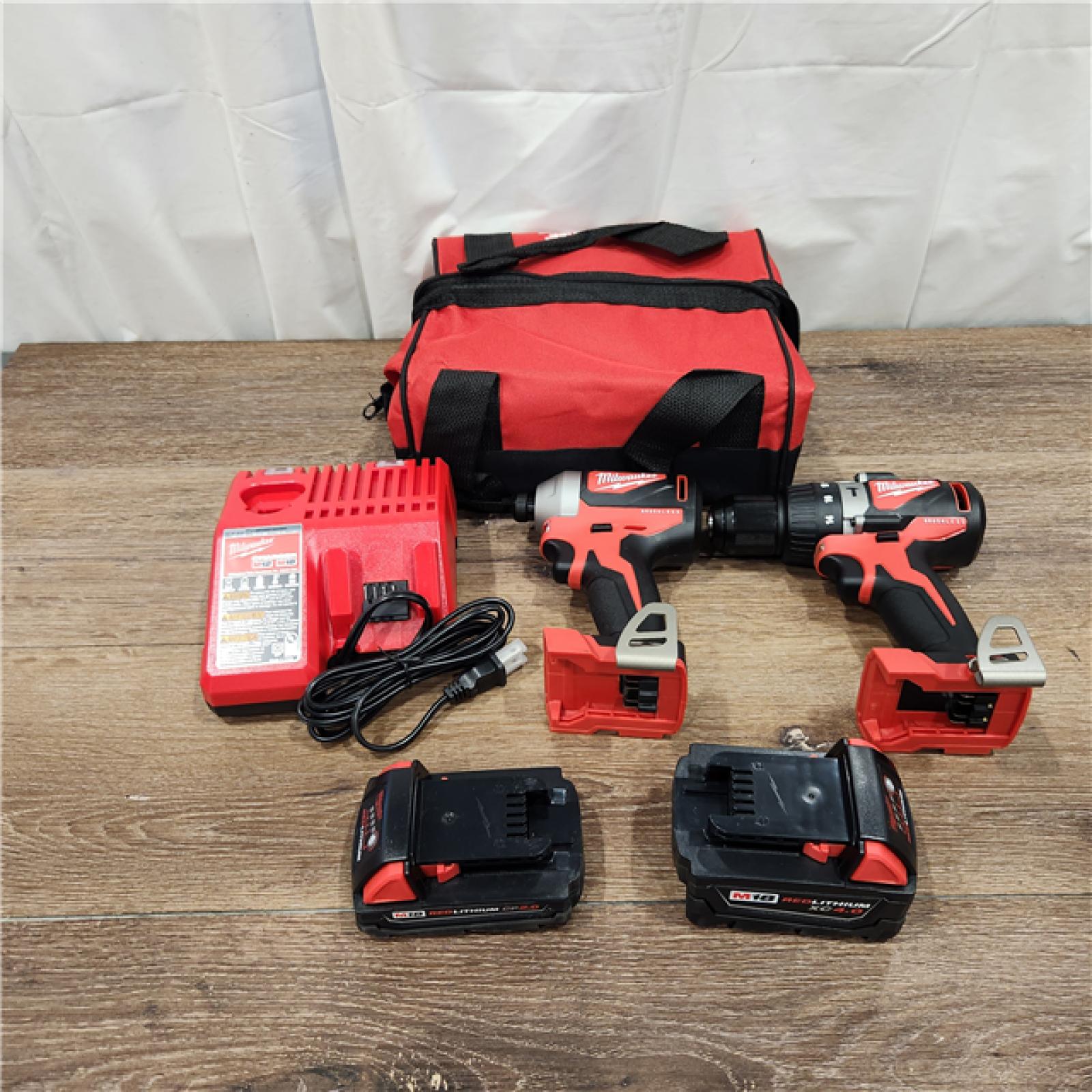 AS-IS M18 18V Lithium-Ion Brushless Cordless Hammer Drill/Impact Combo Kit (2-Tool) with 2 Batteries, Charger and Bag