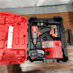 AS-IS Milwaukee 2904-22 Hammer Drill Driver Kit with Batteries  Charger & Tool Case  Red