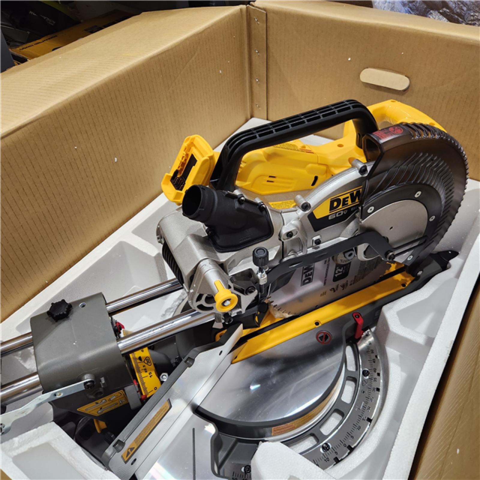 AS-IS 60V Lithium-Ion 12 in. Cordless Sliding Miter Saw Kit with 9.0Ah Battery Pack