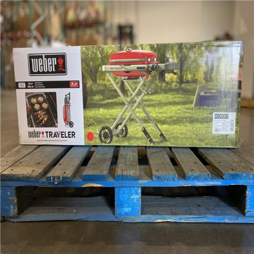 DALLAS LOCATION - Weber Traveler Portable Propane Gas Grill in Red