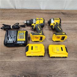 AS-IS 20V MAX XR Cordless Drill/Driver, ATOMIC Impact Driver 2 Tool Combo Kit, (2) 2.0Ah Batteries, Charger, and Bag