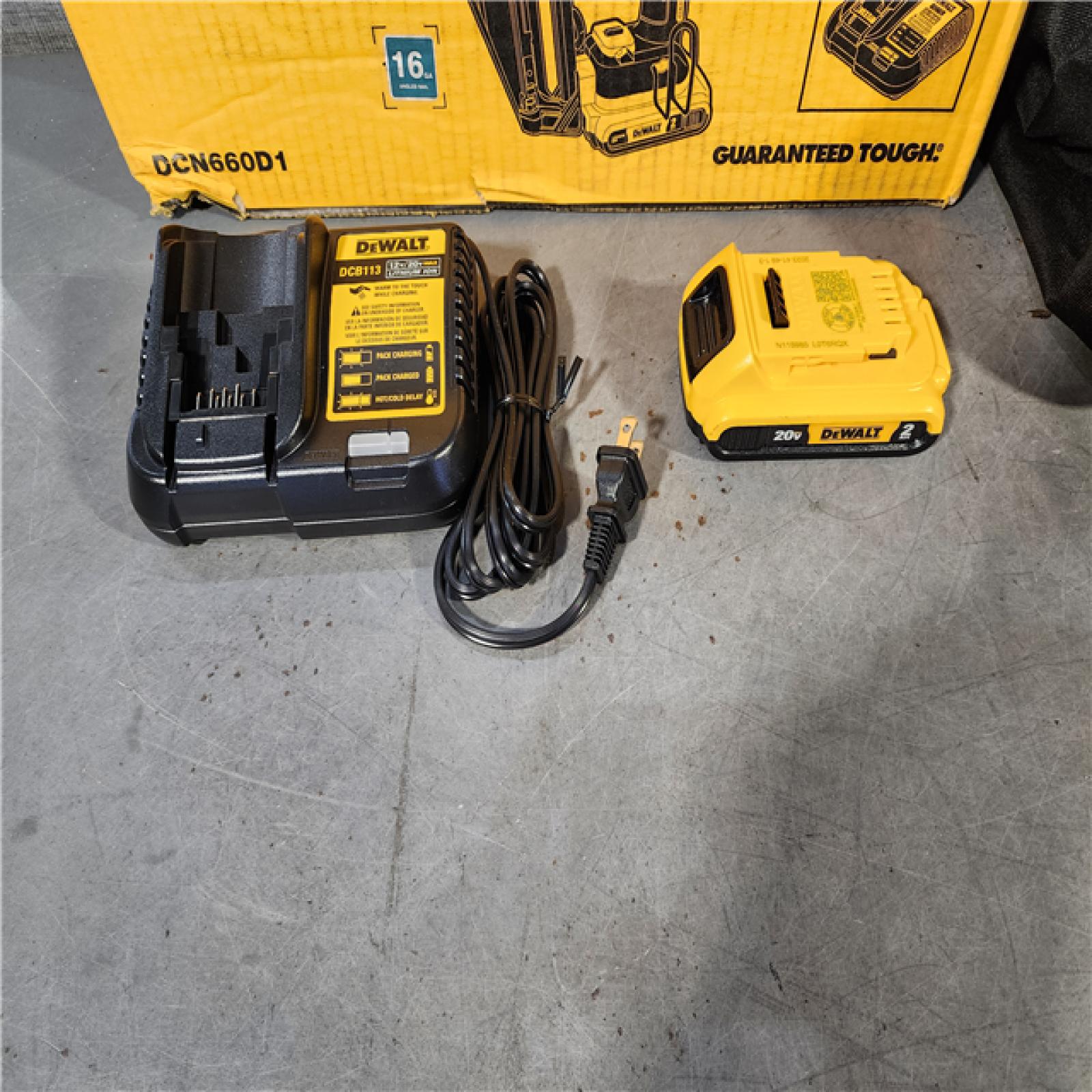 HOUSTON LOCATION - AS-IS DeWalt DCN660D1 20V 16 Gauge Cordless Angled Finish Nailer Kit W/ 2Ah Battery