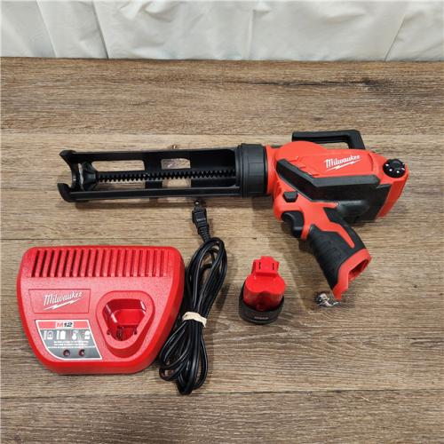 AS-IS Milwaukee M12 12- volt Lithium-Ion Cordless 10 oz. Caulk and Adhesive Gun Kit with (1) 1.5Ah Battery and Charger