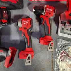 HOUSTON LOCATION - AS-IS Milwaukee M18 18-Volt Lithium-Ion Brushless Cordless Combo Kit (4-Tool) with 2-Batteries, 1-Charger and Tool Bag