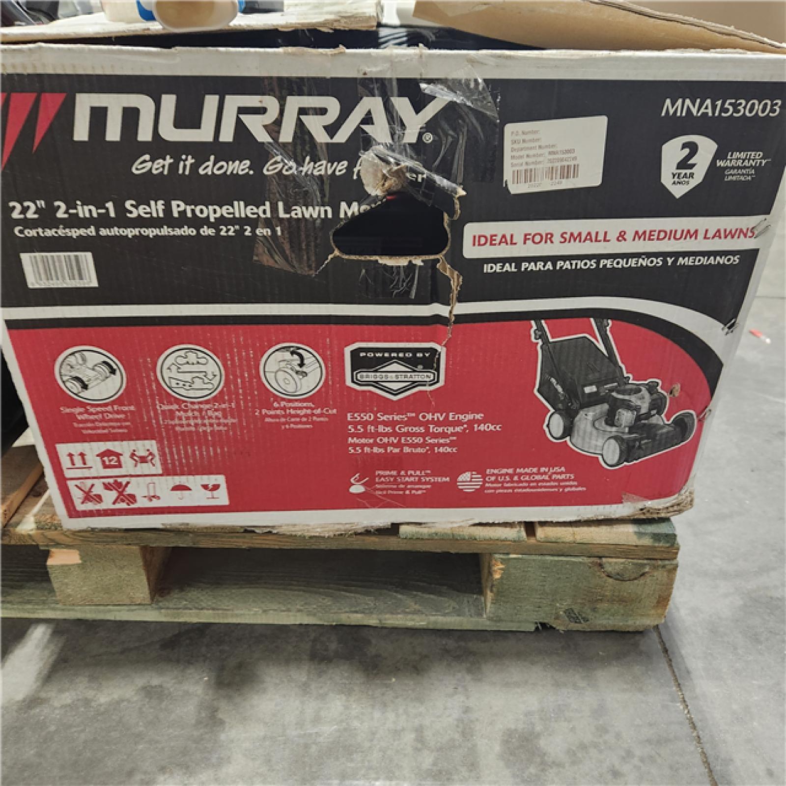 DALLAS LOCATION - AS-IS Murray 22 in. 140 cc Briggs & Stratton Walk Behind Gas Self-Propelled Lawn Mower with Front Wheel Drive