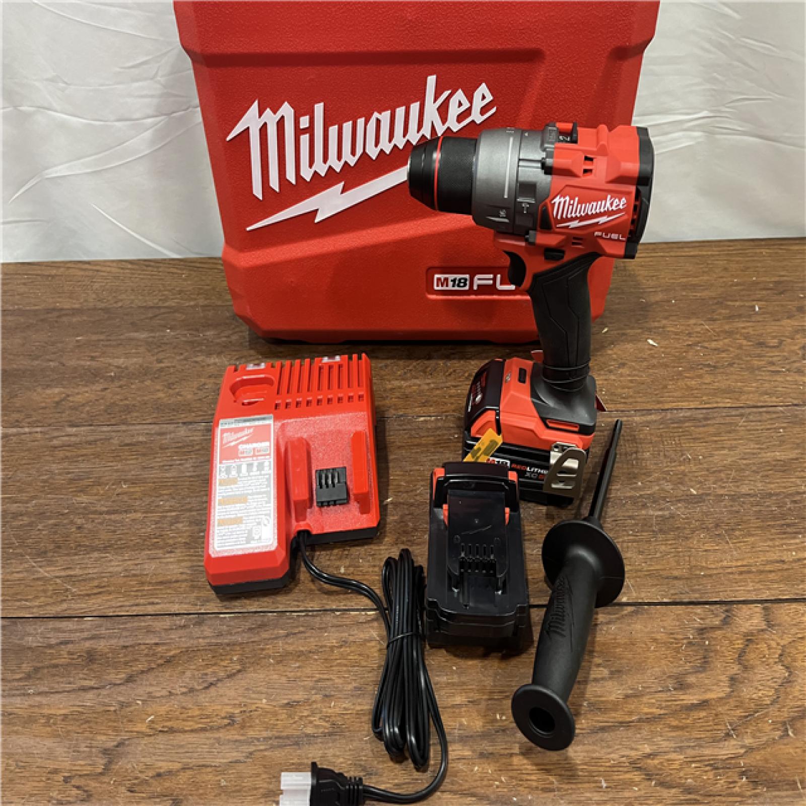 AS-ISMilwaukee 2904-22 Hammer Drill Driver Kit with Batteries  Charger & Tool Case  Red