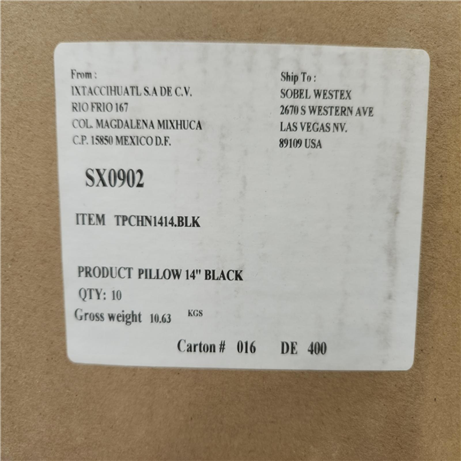 Phoenix Location Sobel Westex 14 Inch Black Pillow (100 Pillows) (Retail Value Estimated at $30 per Pillow)