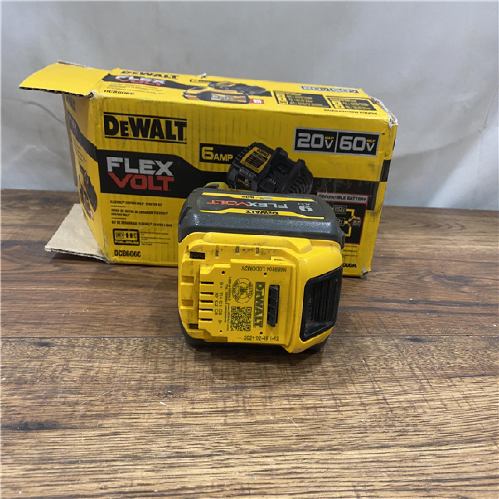 AS IS DEWALT FLEXVOLT 20V/60V MAX Lithium-Ion 6.0Ah Battery Pack with 6 Amp Output Charger