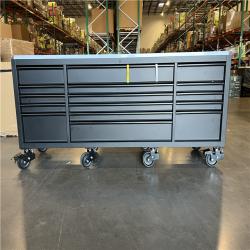 DALLAS LOCATION - Husky 96 in. W x 24 in. D 16-Drawer Heavy-Duty Mobile Workbench with Stainless Steel Top in Matte Black