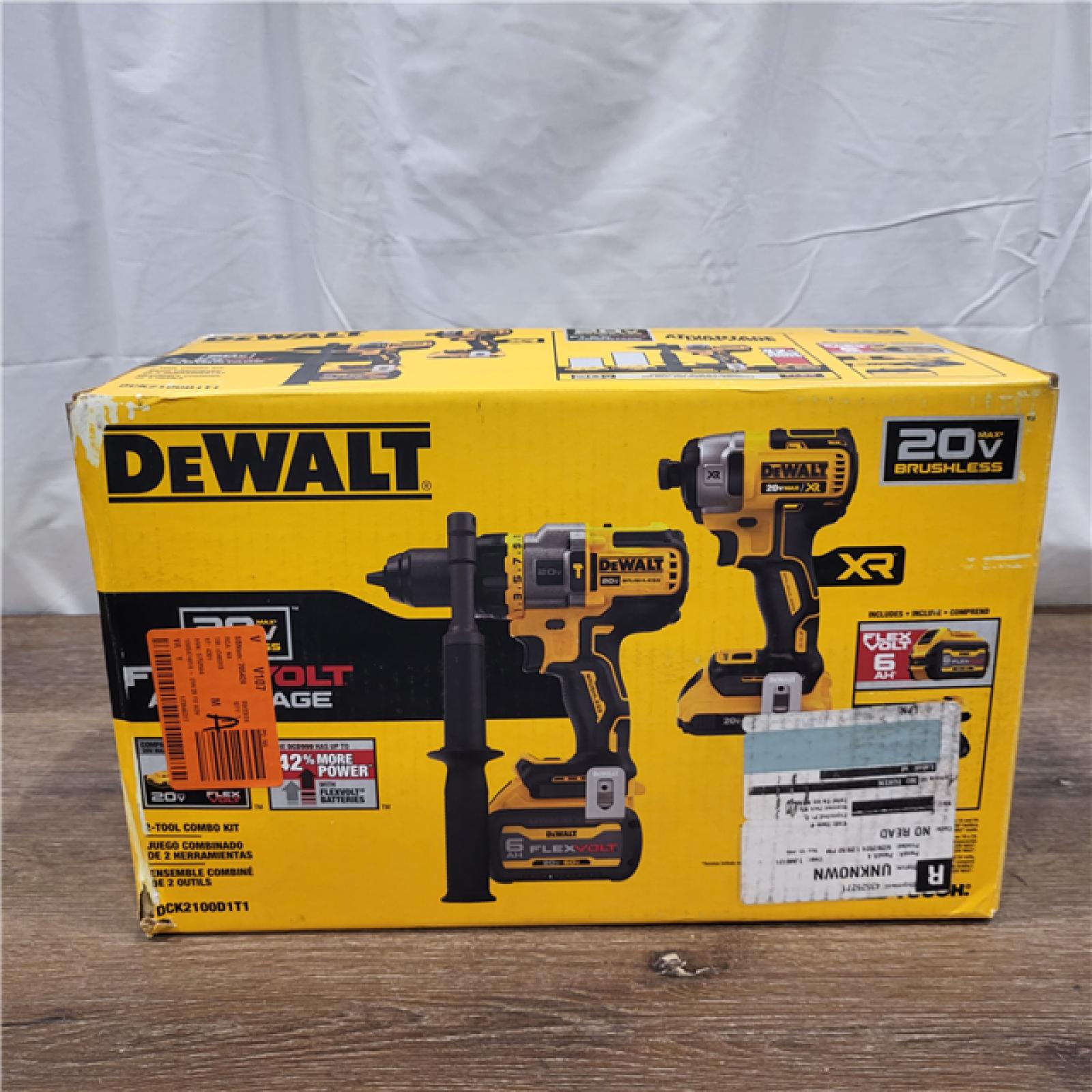 AS-IS 20V MAX Cordless Brushless Hammer Drill/Driver 2 Tool Combo Kit with FLEXVOLT ADVANTAGE