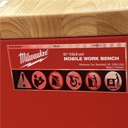 DALLAS LOCATION- Milwaukee 61 in. 11-Drawer/1-Door 22 in. D Mobile Workbench with Sliding Pegboard Back Wall in Red/Black 6.3k