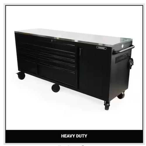 DALLAS LOCATION - Husky 84 in. W x 24 in. D 9-Drawer Heavy-Duty Mobile Workbench with Stainless Steel Top in Matte Black