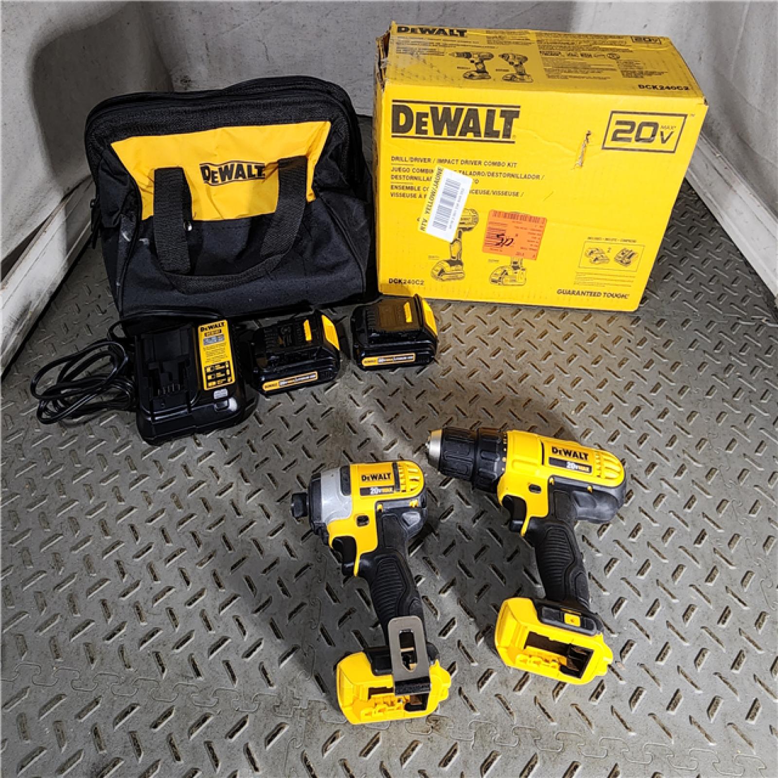 HOUSTON LOCATION - AS-IS (APPEARS LIKE NEW) DEWALT 20V MAX Cordless Drill Driver/Impact Driver Combo Kit 1.3 Ah Lithium Ion