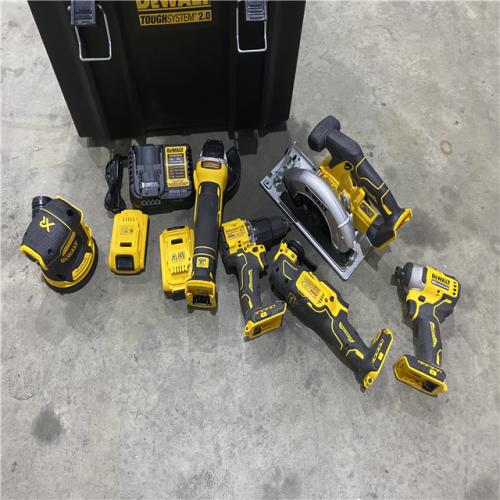 Houston location AS-IS DEWALT 20-Volt Lithium-Ion Cordless Combo Kit (6-Tool) with Tough System Case, Two 2.0 Ah Batteries and 4.0 Ah Battery