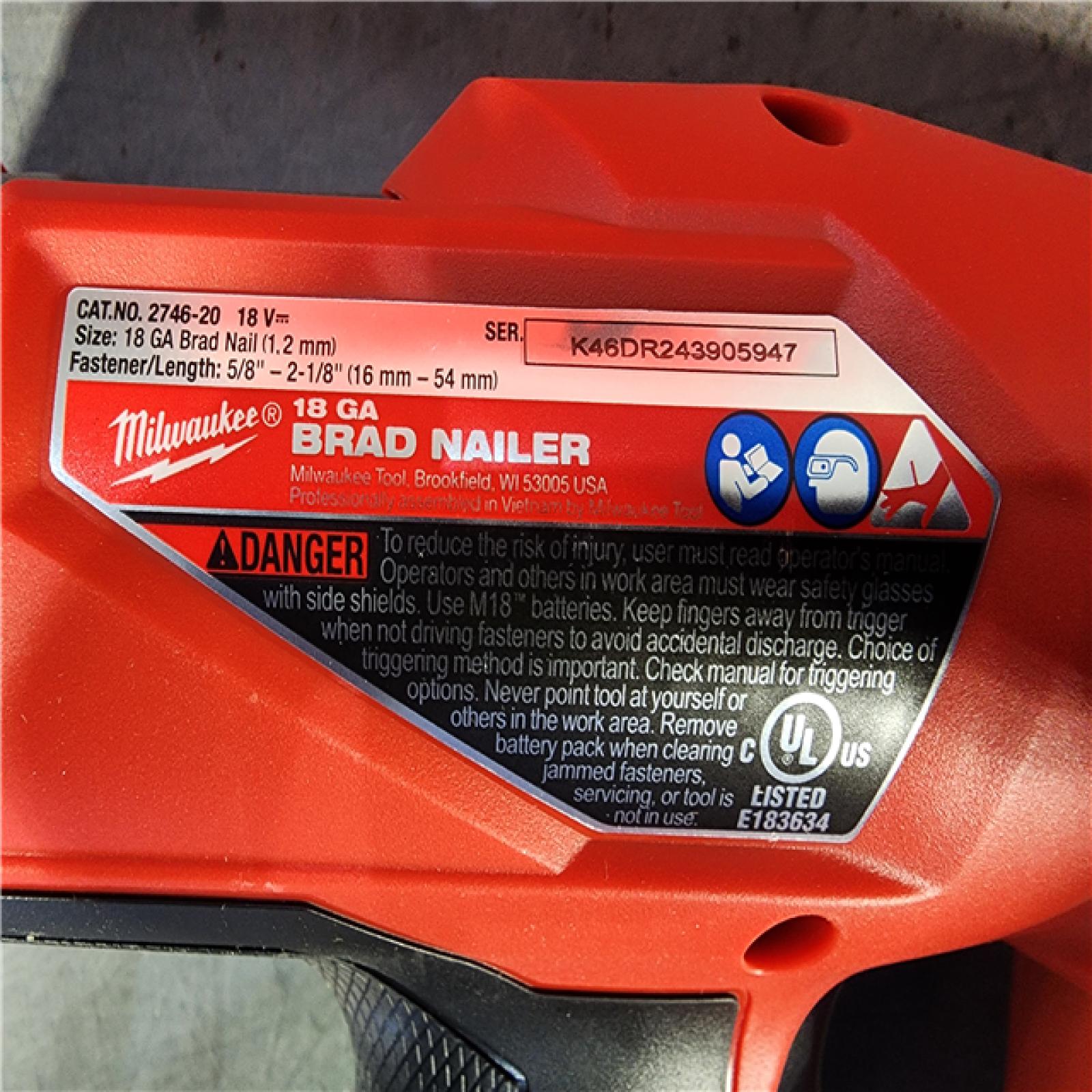 HOUSTON LOCATION - AS-IS Milwaukee M18 Fuel 18V Brushless 18-Gauge Brad Nailer 2746-20 (Bare Tool)