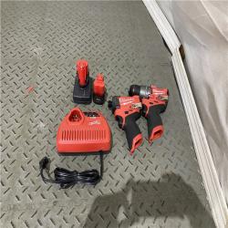 Houston location AS-IS Milwaukee 3497-22 12V Brushless Hammer Drill and Impact Driver Combo Kit